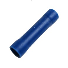 Detaljvy av Butt connector blå isolerad – blå färg för kabel 1,5 - 2,5 mm² utan monteringshål.