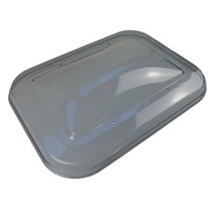 Vervangingsglas voor klapraam – rookgrijs – rechthoekig met afgeronde hoeken en schroefgaten 200 x 290mm.