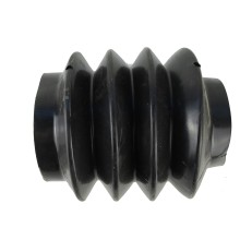 Soffietto flessibile di colore nero – struttura rigata con tappi alle estremità, vista laterale su sfondo bianco.