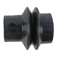 Soffietto adatto f. Peitz/BPW/WAP – vista laterale con struttura a soffietto e foro singolo, colore nero.