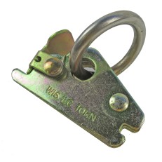 Raccordo con anello per barra di fissaggio combinato – vista frontale con anello metallico e gancio a molla, finitura...