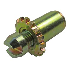 Dado di regolazione per freno a ruota Alko – testa intagliata e corpo cilindrico in oro e argento.