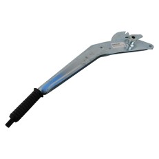 Leva del freno a mano – vista laterale – con impugnatura in gomma e finitura galvanizzata, colore argento e nero.