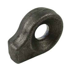 Svejseøje størrelse 0 – grå, buet form med en enkelt monteringshul på ca. 12 mm i diameter.