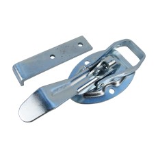 Excentrisk lås med fladt beslag – 220 mm lang, galvaniseret stål, oval base med to borehuller.