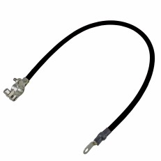 Battery cable black 1050 mm – front view showing black cable with metal ring terminal and eyelet connector.