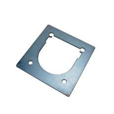 Counter plate for Art. No. 990002890 – top view showing silver galvanized steel with cutout for lever and 4 mounting holes.