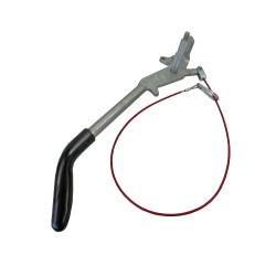 Leva del freno a mano Knott KF 13-27 – vista laterale con cavo rosso e supporto di montaggio argentato.