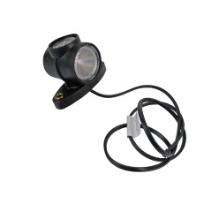 Aspöck Superpoint III kurz – Seitenansicht der roten und weißen LED Umrissleuchte mit 1m Kabel und gelber...