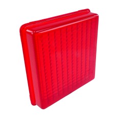 IFOR Williams lens for rear fog light – angled view showing red color and textured surface, measuring 104 x 104mm.