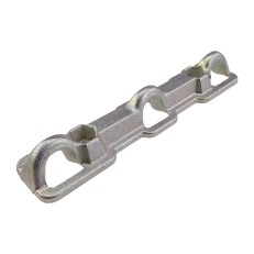 Support de montage IFOR Williams – support de paroi latérale 3 trous en acier galvanisé, couleur argent, vue de côté.