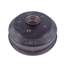 Vista frontale del tamburo del freno Bremstrommel 20-2425/1 – colore nero e grigio con 5 fori di montaggio.