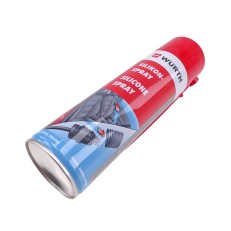 Würth Silikonespray S420 – spraydåse med rød kappe og 500 ml, set fra siden på hvid baggrund.