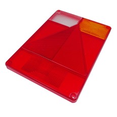 Ersatz Lichtscheibe Radex Mehrkammerleuchte rechts – Frontansicht mit rotem und orangefarbenem, dreieckigem Design.