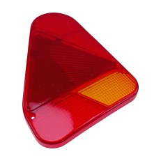 Ersatz Lichtscheibe für AJBA Rückleuchte Typ FP70 – Frontansicht mit rotem und orangefarbenem, dreieckigem Design.
