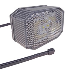 Aspöck LED-positielicht Flexpoint 1 – wit met geïntegreerde reflector en DC 0,5m kabel, vooraanzicht.