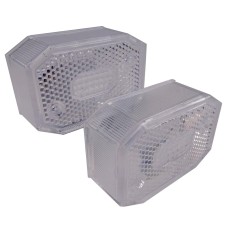Vista frontale – lente di ricambio Aspöck Flexipoint 1 bianca con forma ottagonale e motivo a nido d'ape.