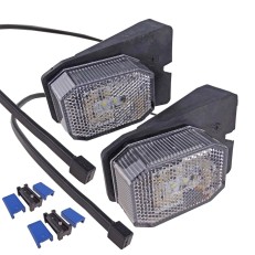 Luce di posizione Aspöck LED Flexipoint 1 – bianca con supporto in gomma e cavo DC da 0,5 m in vista frontale.