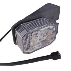 Zij-aanzicht van Aspöck LED-positielicht Flexpoint 1 – wit met rubberen houder en 0,5m DC-kabel.