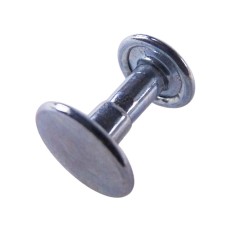 Rivet creux double Calott 15 x 3,5mm – tête plate de 13mm en finition galvanisée, vue en angle sur fond blanc.
