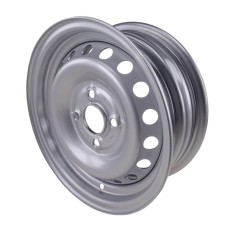 Jante en angle – 4 trous, trou central de 57 mm, cercle de perçage de 100 mm, finition peinte argentée.