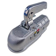 SPP gjuten kulkoppling TYP BC 3000B – silver och svart – med 50 mm rundrör och 12/12 mm hål, handtag upp.