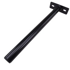 Zwarte 450mm beugel – steunbuis Ø 33mm met 2 bevestigingsgaten op een witte achtergrond.