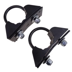 Beugel Ø 34mm – zwart met zilveren bevestigingsbouten voor aanhangerspatbord, vooraanzicht op witte achtergrond.