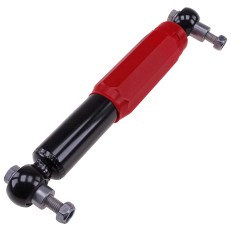 Shock absorber – front view showing a red body with black ends and adjustable features.