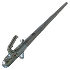 Sidevy – dragstång i varmförzinkat stål, 70 mm rundrör, 2,23 m lång, kapacitet 750 kg, silvergrå finish.