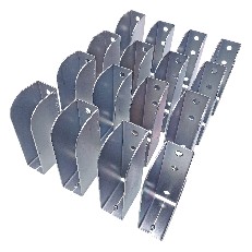 Set of 16 pockets for bows boards – top view showing silver galvanized steel with curved shape and multiple mounting holes.