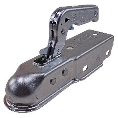 Attelage à boule SPP TYPE ZSK 750I – vue de côté montrant le tube carré de 60 mm et la poignée de tirage en position haute.