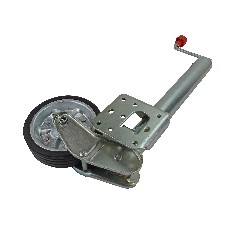 Automatisch jockeywiel met universele flens en rode knop – schuine aanzicht