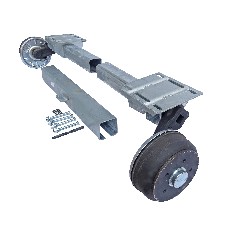 Flexi aksel 1400kg – justerbar støtte dimension 1200mm-1900mm – brændstofgrå og sort galvaniseret finish.