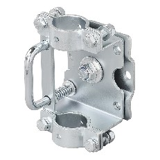 Klemmhalter – Frontansicht in Silber mit schwenkbarem Design und zwei Montagebohrungen.