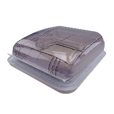 Dakluik 400 x 400mm – transparante koepel met wit frame en plisségordijn voor caravans en campers.
