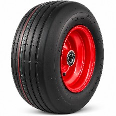 Zijaanzicht van het compleet wiel 16x6.50-8 KINGS TIRE V-3503 – met een rode stalen velg en een 4PR-band.