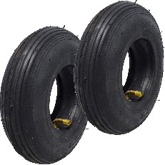 2er Set Reifen + Schlauch 2.50-4 KINGS TIRE V-5501 – Frontansicht mit schwarzem Profil und gelben Details.