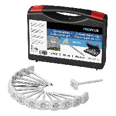 Metal Tent Floor Pegs – front view showing 15 black metal pegs, each 10 cm long, on a plain white background.