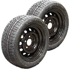 Vooraanzicht – compleet wiel met 195/50 R13C band en zwarte 6Jx13 velg van Goodride.