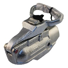 Knott kuglekobling AV50 – sidevinkel med låsemekanisme og Ø50 kobling i blankgalvaniseret finish.