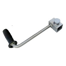 Replacement hand crank for AL-KO 500 kg winch type 501A – side view showing rubber handle and curved arm in silver and black.