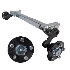 Assale per rimorchio Schlegl – capacità di 750 kg, lunghezza di 1200 mm, finitura galvanizzata in argento e nero.