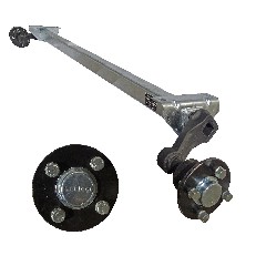 Asse rimorchio Schlegl – capacità 750 kg, lunghezza 1300 mm, attacco ruota 4x100, finitura galvanizzata, colore argento e...