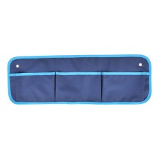 Hängande förvaring 3 fack 60x20cm – blå trim och två hängande öglor för praktisk organisering i tält eller husvagn.