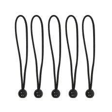 Picchetti da tenda elastici neri da 25 cm – con palla di plastica visibile in vista frontale.