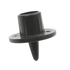 Piquet de sol 22mm pour mât de tente – pointe conique noire avec base flanquée et 4 trous de montage rectangulaires.