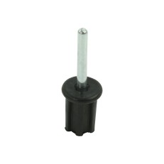 Vue de face – pièce d'extrémité 22mm avec épingle, base en plastique noir et finition métallique argentée.