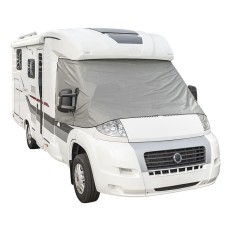 Cache pare-brise gris – conçu pour camping-car Fiat Ducato 2006-2014 – vue de face sur fond blanc.