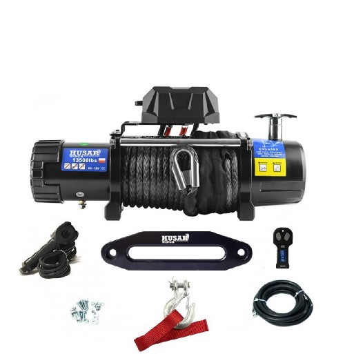 Elektrische 12V Seilwinde BST 13500 lbs – 6124kg Zugkraft mit Kunststoffseil